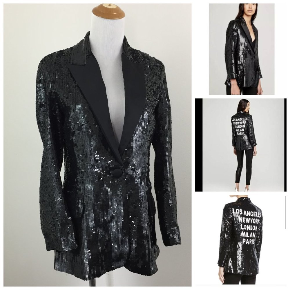 COPY - NWT L'AGENCE Neval Black White Sequined London Milan Paris Blazer Jacket